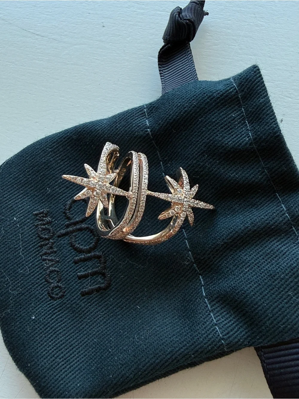 APM Monaco Meteorites Rose Gold Star Ring Size 54 with Box & Pouch